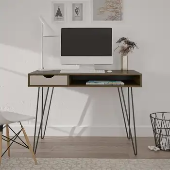 Компьютерный стол Concord с местом для хранения, дуб коричневый/серый