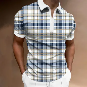 Гавайская рубашка, мужская летняя блузка, рубашки для мужчин, Модная футболка с отворотом на молнии, короткий рукав, футболка с принтом, Верхняя праздничная одежда