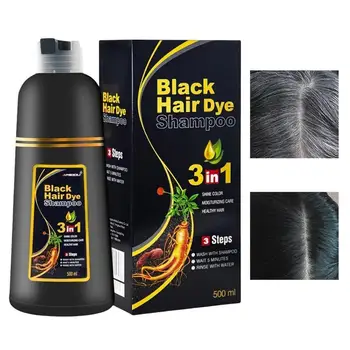 Sdotter Черный Шампунь для окрашивания волос 3 В 1 500 мл Черный шампунь для седых волос Мгновенного действия Black Hair Shampoo Содержит натуральные травы Ingred