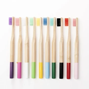 5шт Красочная бамбуковая зубная щетка со средней щетиной, Биоразлагаемая, не содержащая пластика, зубная щетка для ухода за полостью рта для взрослых, щетка с бамбуковой ручкой