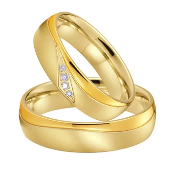 Love Alliance 1 комплект из 2 предметов CZ Пары Обручальные кольца Позолоченные Ювелирные изделия 18 карат Обещание Предложение для женщин Мужчин