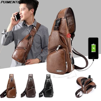 Новая мужская нагрудная сумка USB, дизайнерская мужская сумка-мессенджер через плечо, сумки через плечо из искусственной кожи, дорожная нагрудная сумка Bolso