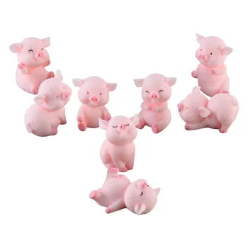 8 шт. Сочный орнамент бонсай Мини фигурки животных Маленькие милые модели свиней из декоративной смолы Маленькие модели