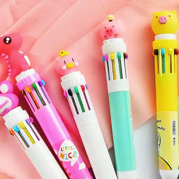 Шариковая ручка с милым животным из мультфильма, 9 цветов, разноцветные креативные ручки Papelaria, красочные школьные канцелярские принадлежности, Канцелярские подарки.