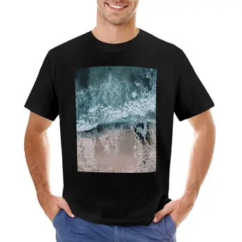 голубые океанские волны, песчаный пляж, морской пейзаж, мирная футболка, Эстетическая одежда, простые футболки для мужчин