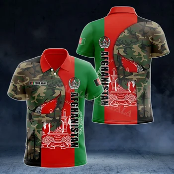 Эмблема флага Афганистана, череп Снежного леопарда, футболка-поло с 3D принтом, мужской воротник, короткий рукав, уличная одежда, Летняя одежда-2