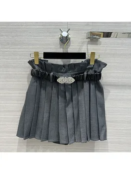 Женская модная темпераментная плиссированная юбка с разрезом, летние повседневные мини-юбки в клетку трапециевидной формы для девочек