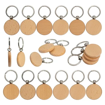 50 деревянных резных заготовок для ключей из дерева (круглые)