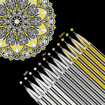 Гелевые ручки белого, золотого, серебряного цвета толщиной 0,5 мм, сверхтонкие гелевые ручки с чернилами для рисования на черной бумаге, эскизов, иллюстраций, товаров для взрослых