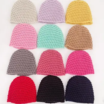 Милые однотонные Мягкие Теплые детские шапочки, вязаные шапочки для младенцев и малышей, осенне-зимние шапки для мальчиков и девочек