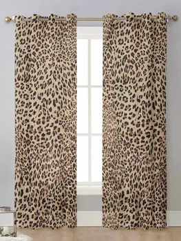 Прозрачные шторы с леопардовой текстурой Для занавешивания окон гостиной Прозрачная вуаль Тюлевая занавеска Cortinas Drapes Home Decor