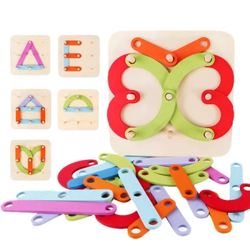Игрушки Монтессори, детские математические игрушки, Доски для ногтей, Развивающие деревянные игрушки-головоломки, креативные игрушки для дошкольного образования, соответствующие форме чисел