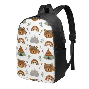 Школьный рюкзак Tribal Bear большой емкости для ноутбука, модный водонепроницаемый регулируемый спортивный рюкзак для путешествий