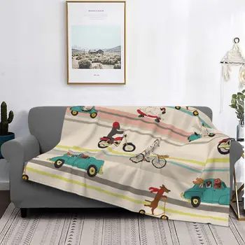 Забавные Милые собаки За рулем Автомобиля, Мультяшное Вязаное одеяло, Бархатные Теплые пледы для автомобиля, диван, одеяло для спальни