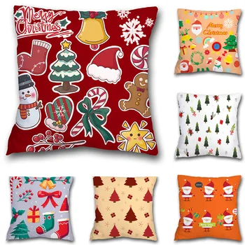 Рождественская наволочка для дивана, домашняя подушка для подголовника, наволочка с принтом из персиковой кожи
