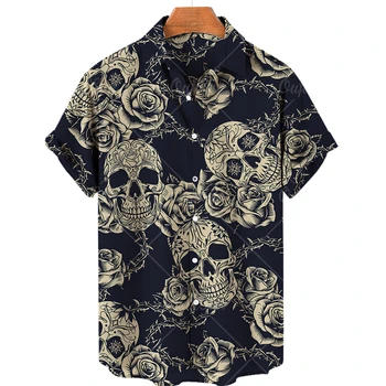 Мужские дизайнерские гавайские рубашки с коротким рукавом и воротником, модная уличная одежда с 3D-принтом XS-5XL, повседневная винтажная одежда в стиле хип-хоп