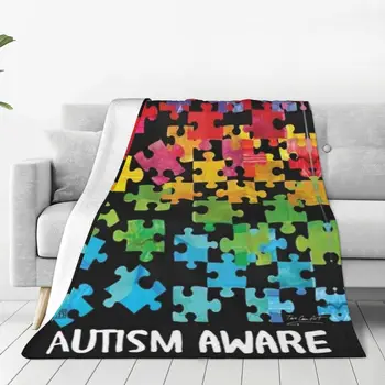 Осведомленность об аутизме Мягкое фланелевое покрывало для дивана-кровати, теплое одеяло, легкие одеяла для дивана, дорожное одеяло