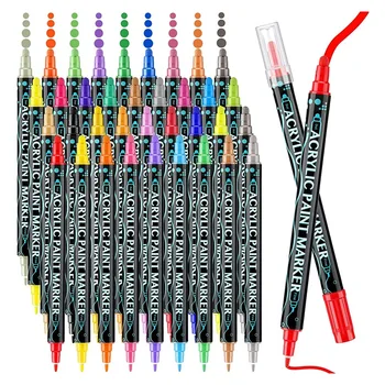36 Цветов Акриловой краски, Маркеры Классических цветов Металлик, ручка с двойным наконечником для взрослых и детей