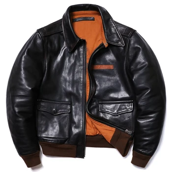 Классическая двухцветная куртка из конской кожи типа А2, мужская куртка из натуральной кожи Air Force, винтажное мотоциклетное ретро-пальто Colth