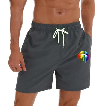 Мужские новые летние капри, свободные Разноцветные Пляжные спортивные шорты с модным принтом, повседневные шорты большого размера