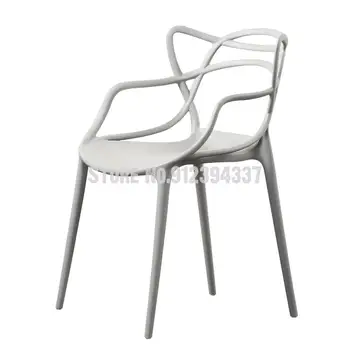 Утолщенный пластиковый стул для гостиной, Скандинавский стул с простой спинкой, Полый Дышащий обеденный стул, ленивый подлокотник, Компьютерный досуг