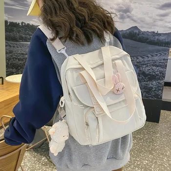 Водонепроницаемый школьный рюкзак для студентов, сумки через плечо для женщин, нейлоновый рюкзак для женщин и девочек, однотонный дорожный рюкзак Mochilas Para Mujer