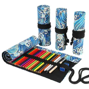 Цветной пенал для рисования в рулонах с отверстиями, принадлежности для школьников Kawaii, Кисти, ручка, Милые пеналы, канцелярские принадлежности