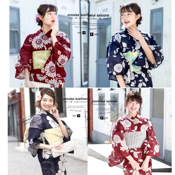 Японское кимоно Юката, Женская официальная одежда, традиционный стиль, высококачественные хлопчатобумажные и льняные ткани, японская фотография, фото из путешествий