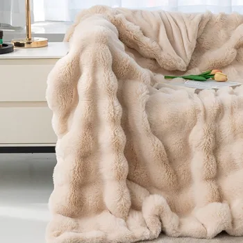 Плюшевое одеяло, зимнее тепло, Супер Удобные одеяла, Роскошная кровать, теплый чехол для дивана, 130x160 см, плед, покрывало