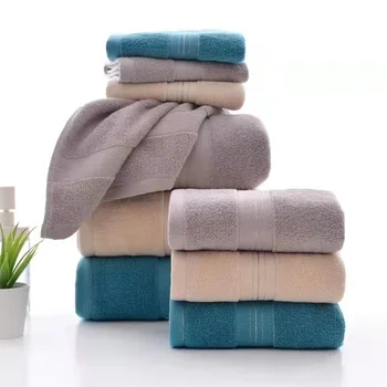 Хлопчатобумажное простое полотенце, мягкое впитывающее полотенце, банное полотенце из двух частей, сменный набор домашних полотенец для взрослых, комбинированный набор
