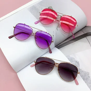 Корейская мода, металлические детские солнцезащитные очки, версия для путешествий, очки вогнутой формы, солнцезащитные очки baby trend