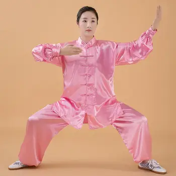Женский шелковый атласный костюм Yaga Tai Chi, воротник-стойка в китайском стиле, форма для боевых искусств Кунг-фу Ушу, куртка для выступлений, Брюки