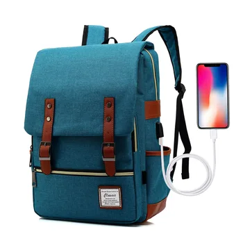 Школьный рюкзак Mochila, мужской и женский, холщовый, большой емкости, многофункциональный, модный для путешествий, винтажный рюкзак для ноутбука с USB-разъемом