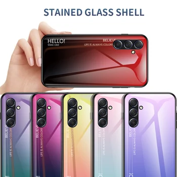 Для Samsung M54 5G Задняя крышка из градиентного закаленного стекла, жесткий чехол для телефона, мягкий бампер для Samsung Galaxy M54 5G Case