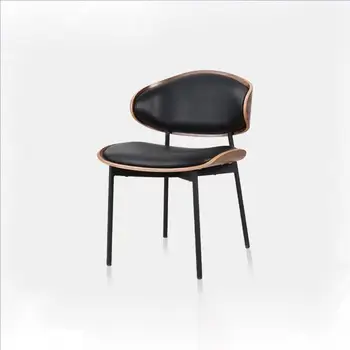 Nordic light роскошное простое обеденное кресло из бревна с кожаной обивкой, современное кресло для встреч и переговоров в кофейне из гнутого дерева