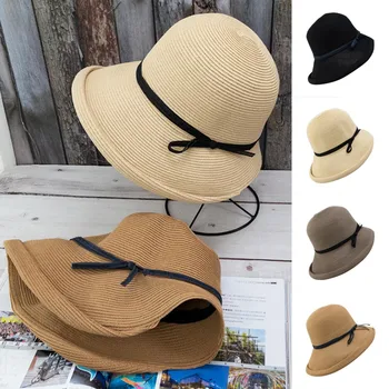 Женская шляпа-клоше, винтажная шляпа, летний котелок, шляпа от солнца, церковная шляпа Для женщин, все для пляжного крема, модная шляпа с фигурной оправой
