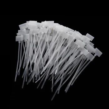 100 шт Белые пластиковые Нейлоновые метки Этикетка Наклейка Кабельные стяжки 2x11 см