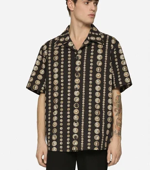 Гавайские рубашки с пляжным принтом 23FW, фирменные рубашки, топы, знаменитая роскошная одежда с коротким рукавом для мужчин