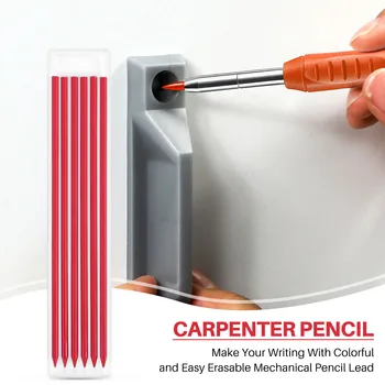 Механический карандаш с глубоким отверстием, маркер для разметки, заправка карандашей для плотника, красный