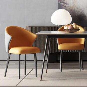Роскошные Обеденные стулья в скандинавском стиле, Обеденный стул с подушкой из искусственной кожи для гостиной, Табуреты для отдыха, Мебель для кухни, кафе, столовой.