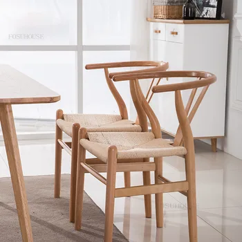 Обеденные стулья из скандинавского дерева для столовой, дизайнерское кресло для балкона, современная мебель Nordic sedie pranzo для кухни HY