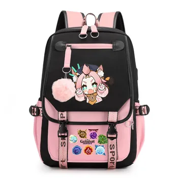 Сумки для мальчиков и девочек Genshin Impact, школьная сумка для подростков, повседневная сумка, детский рюкзак, цветной рюкзак с мультяшным принтом