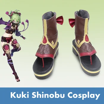 Игра Genshin Impact Обувь для косплея Kuki Shinobu Коричневые туфли Kuki Shinobu Японские ботинки Женская обувь для косплея на Хэллоуин