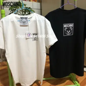 2023 Роскошная брендовая мужская футболка MOSCHINO bear хлопковая футболка женская модная брендовая большая пара мужская футболка с коротким рукавом