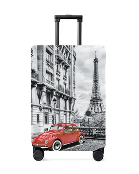 Красный винтажный автомобиль Paris Tower Street Дорожный чехол для багажа Эластичный чехол для багажа, чехол для чемодана, пылезащитный чехол, аксессуары для путешествий