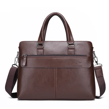 Роскошный винтажный мужской портфель, горизонтальная сумка на молнии, деловая сумка через плечо, мужская сумка для ноутбука из искусственной кожи