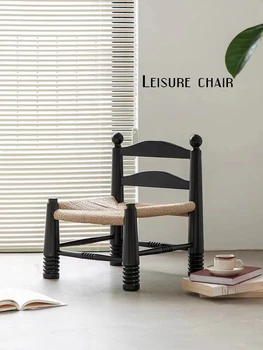 Плетеный стул из массива дерева Скандинавские Дизайнерские Стулья Стулья для гостиной Табурет Eames Кресло для отдыха Со спинкой Низкий Табурет Мебель для дома