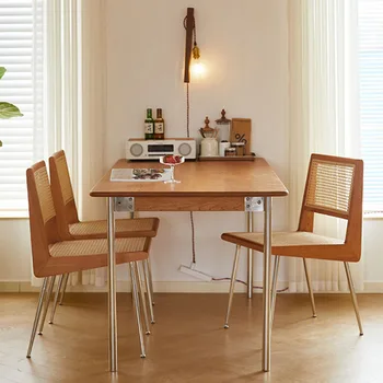 Металлический Ротанговый стул, Плетеный стул из массива Дерева, Офисная кухня, Деревянный Плетеный Офисный стул, Скандинавский Шезлонг, Кухонная мебель Nordique