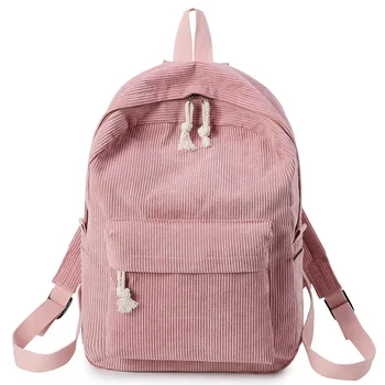 Стильная школьная сумка из вельвета в корейском стиле для девочек-старшеклассниц, холщовый рюкзак