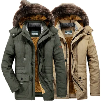 Мужские парки, зимняя куртка с хлопковой подкладкой, теплое пальто в стиле милитари, Флисовая толстая длинная верхняя одежда, деловая ветровка, пальто 6XL